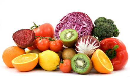 Obst und Gemüse auf den Teller