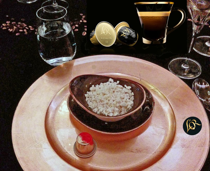 Gelierter Kaffee mit Valrhona Opalys & Butterkeks Gelierter Kaffee mit Valrhona Opalys & Butterkeks